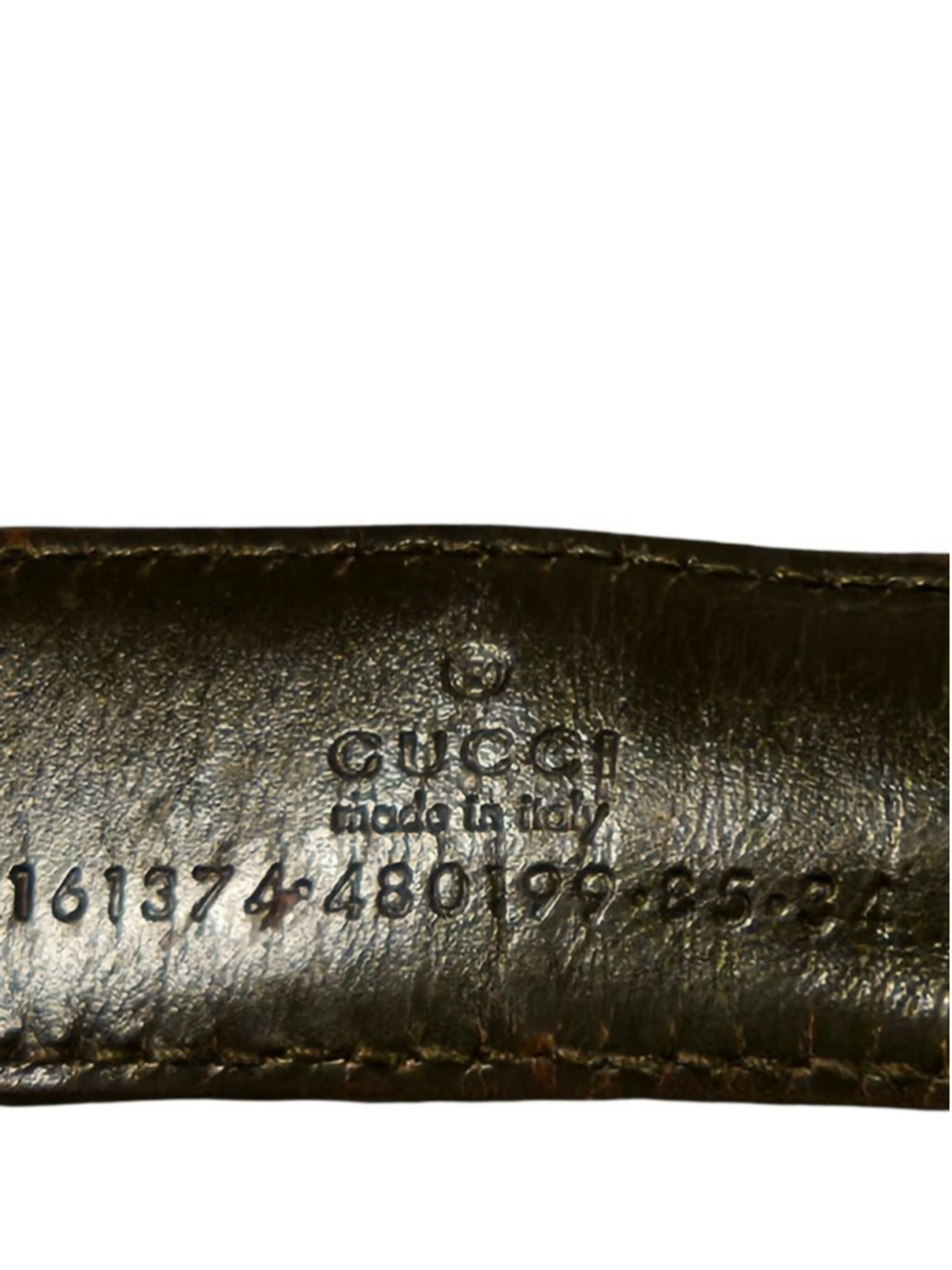 Gucci Brown Leather Belt with Gold Buckle, Size 34 - Picture 13 of 16